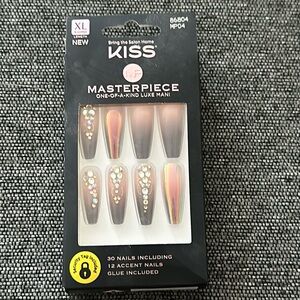 Kiss masterpiece one of a kind lux Manny metallic rhinestone, stiletto nails
